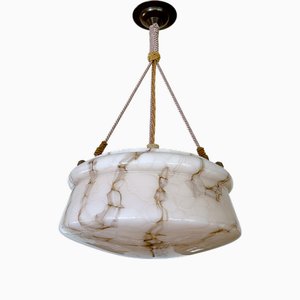 Lampada a sospensione Art Déco in vetro rosa, anni '30