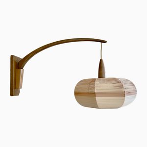 Large Scandinavian Teak Wall Light, 1960s