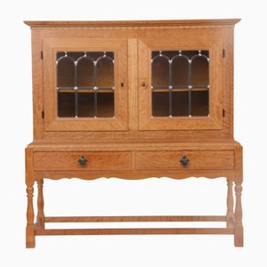 Danish Display Cabinet in Waxed Oak with Glass Fronts, 1950s