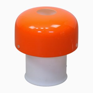 Lampada da tavolo arancione a forma di fungo di Luigi Massoni per Guzzini, anni '70