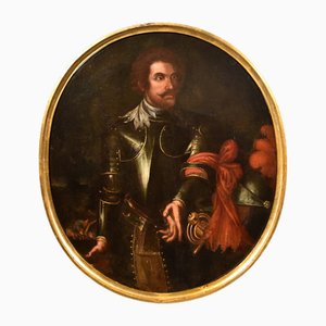 Workshop of Giovanni Bernardo Carbone, Portrait with Armor, 1670, Oil on Canvas, Framed