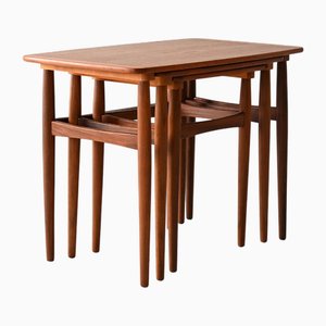 Tables Basses Scandinaves en Teck, 1960s, Set de 3