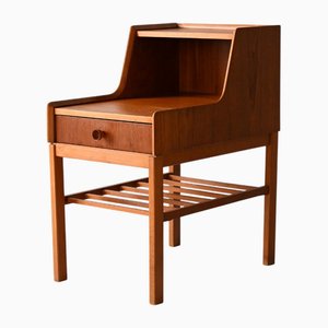 Table de Chevet Scandinave Vintage en Teck avec Étagères, 1960s