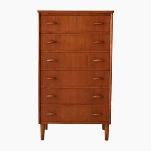 Scandinavian Teak Chest of Drawers with Shaped Handles, 1950s