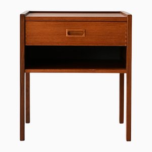 Table de Chevet Vintage Scandinave en Teck avec Façade Géométrique, 1960s