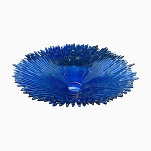 Blaue skandinavische Schale aus Eisglas von Tapio Wirkkala, 1970er