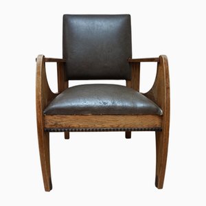 Art Deco Amsterdamse School Eichenholz Sessel, 1920er