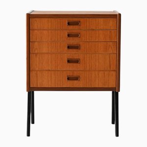 Table de Chevet Vintage Scandinave à Cinq Tiroirs et Pieds Noirs, 1960s