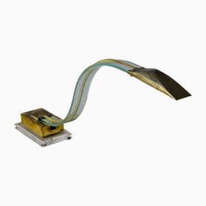 Lampe de Bureau Serpent Mid-Century en Verre Acrylique en Laiton, 1970s