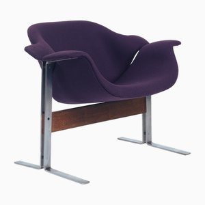 Sillón de lana rosa con estructura de acero de Just B. Meijer para Kembo, años 60