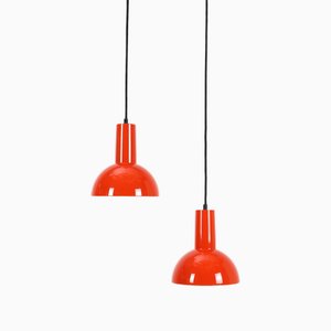 Orange IT Pendant Lamps by Bent Gantzel Boysen for Louis Poulsen, 1970s, Set of 2