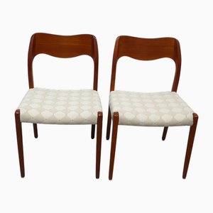 Moderne dänische Teak Stühle Nr. 71 von JLM Niels Otto Møller, 1960er, 2er Set