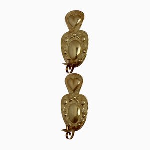 Mid-Century Swedish Brass Candleholders by S. Fong, Set of 2
