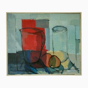 Stig Delang, Standing on the Table, 1950s, Oil on Canvas, Framed