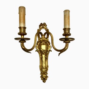 Aplique de pared francés Luis XVI de bronce con detalle de rosa, década de 1890