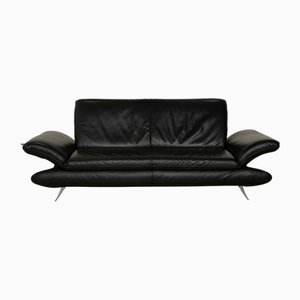Schwarzes Zwei-Sitzer Sofa aus Leder von Koinor Rossini
