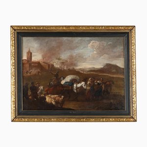 La fuga dalla città assediata, XVII secolo, Olio su tela, Con cornice