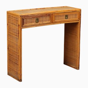 Vintage Console Table in Bamboo and Brass, 1980s