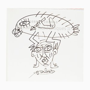 Robert Combas, Self-Portrait and Fantastic Creature, 2006, Original Drawing