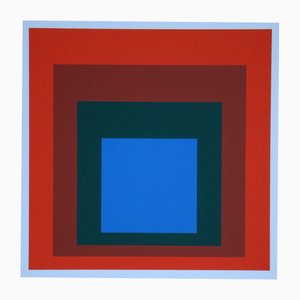 Josef Albers, Homage to the Square: Blue with Dark Green & 2 Reds, 1971, Original Silkscreen Print