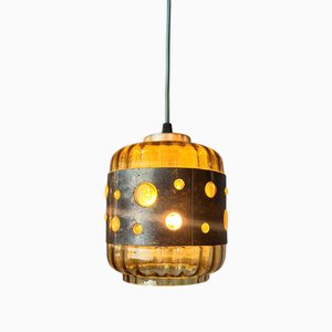 Lampe à Suspension en Cuivre et Verre de Raak