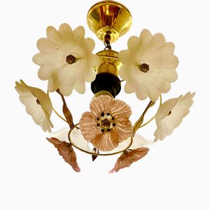 Flower Glass Fush Mount in Murano Glass Ibicus from Barovier & Toso, Italy, 1970