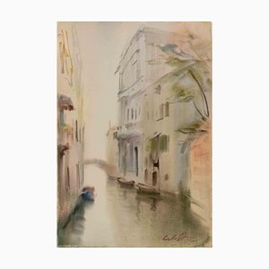 Carlo Ravagnan, View of Rio dei Gesuiti in Venice, Watercolor, 1970s