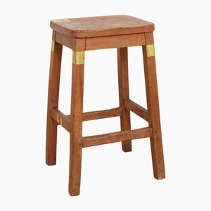 Mid-Century Wooden School Lab Stool