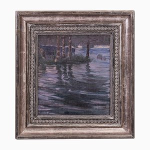 Frederik Larsen-Saerslov, Birken Am Teich, Oil on Canvas, Framed