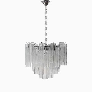 Murano Clear Glass Tronchi Chandelier, 1980s