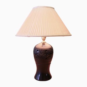 Lampe de Bureau Bulbous en Céramique Noire, 1920