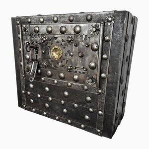 Antique Italian Hobnail Safe in Wrought Iron