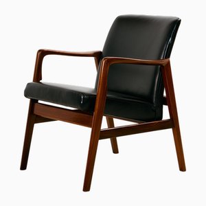 Teak Sessel mit Lederbezug