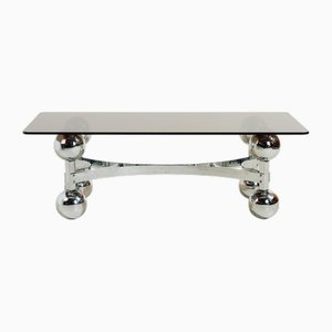 Mesa de centro de cromo y vidrio