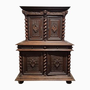 French Renaissance Revival Carved Oak Two-Body Buffet, 1800s