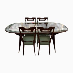 Glass-Top Table and Chairs by Vittorio Dassi, Set of 5