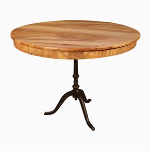 Plateau de Table Rond en Noyer Massif