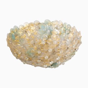 Murano Glass Flowers Basket Ceiling Lights from Barovier, 1950, Set of 2