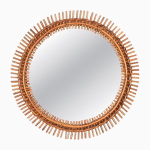 Miroir Rond Vintage Riviera en Bambou par Franco Albini, 1960s