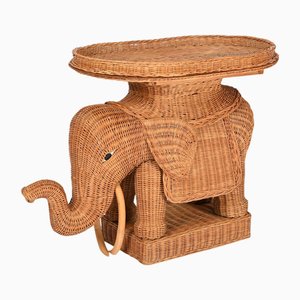 Mesa auxiliar elefante grande de ratán y mimbre de Vivai Del Sud, 1960