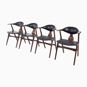 Vintage Cow Horn Dining Room Chairs by Louis Van Teeffelen for Awa, Set of 4