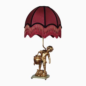 Base per lampada antica in bronzo dorato, Francia, fine XIX secolo