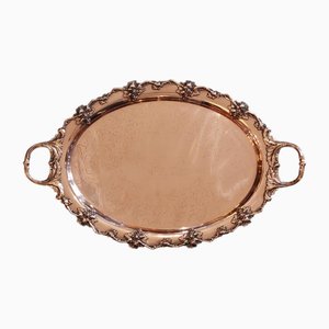 Oval Two-Handled Serving Tray in Copper