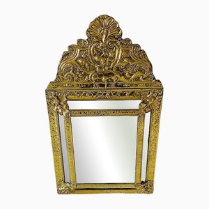 Antique Dutch Cushion Mirror with Brass Relief