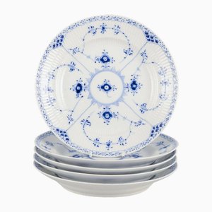 Blue Fluted Half Lace Lunch Plates from Royal Copenhagen, 1960s, Set of 5