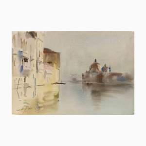 Carlo Ravagnan, View of Venice, Watercolor, 1970s