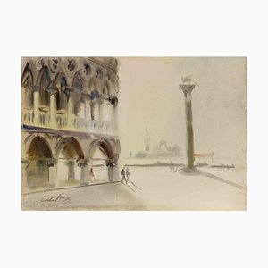 Carlo Ravagnan, Piazzetta a San Marco, Venice, Watercolor, 1970s