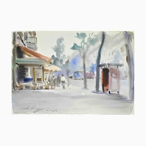 Carlo Ravagnan, Ansicht von Paris, Aquarell, 1975