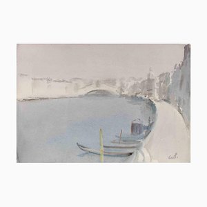 Carlo Ravagnan, Ansicht von Venedig, Aquarell, 1980er