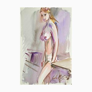 Carlo Ravagnan, Nudo di donna, acquerello, anni '60